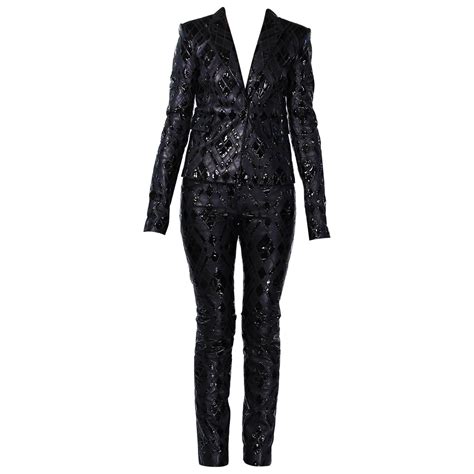 versace leather pants|Versace pantsuit.